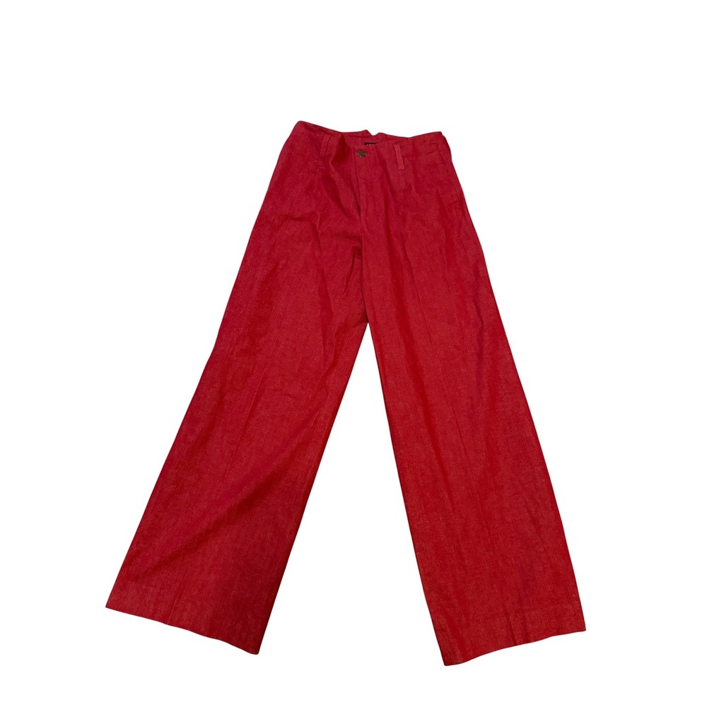 J. Peterman Hollywood Syle High Waist Wide Leg Red Denim Pants 4